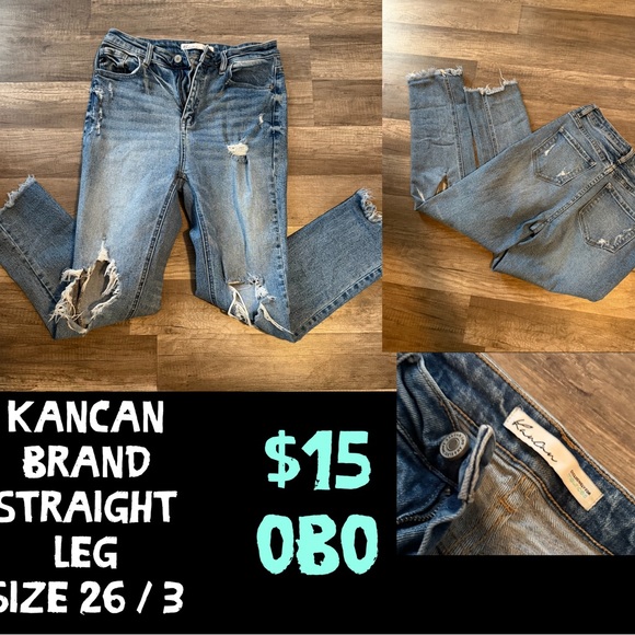 KanCan Denim - KanCan Women's Distressed Denim Straight Leg Jeans